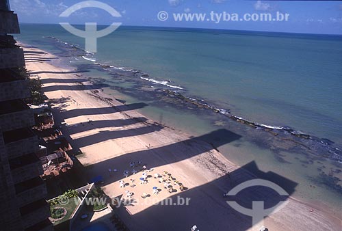  Top view of shadow of buildings in the Piedade Beach (Pity Beach) waterfront - 90s  - Jaboatao dos Guararapes city - Pernambuco state (PE) - Brazil