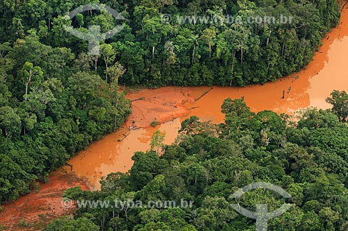  Aerial photo of damage caused by garimpo - Juma River  - Novo Aripuana city - Amazonas state (AM) - Brazil
