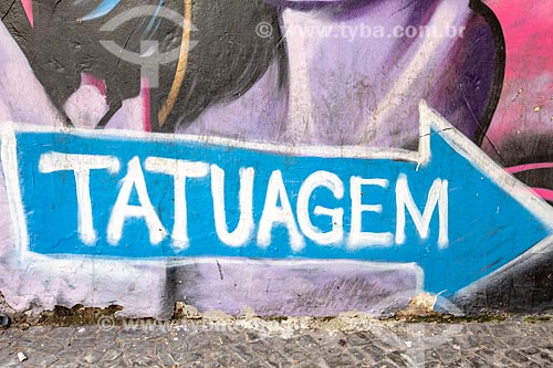  Detail of placard that says: Tattoo  - Rio de Janeiro city - Rio de Janeiro state (RJ) - Brazil