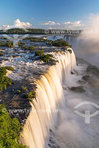  View of the Devils Throat waterfall - Iguassu National Park during the sunset  - Foz do Iguacu city - Parana state (PR) - Brazil