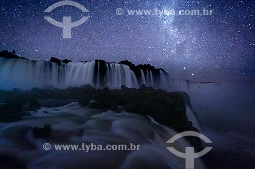  View of the Devils Throat waterfall - Iguassu National Park during the nightfall  - Foz do Iguacu city - Parana state (PR) - Brazil