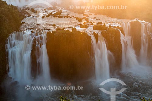  View of the Iguassu Waterfalls - Iguassu National Park during the sunset  - Foz do Iguacu city - Parana state (PR) - Brazil