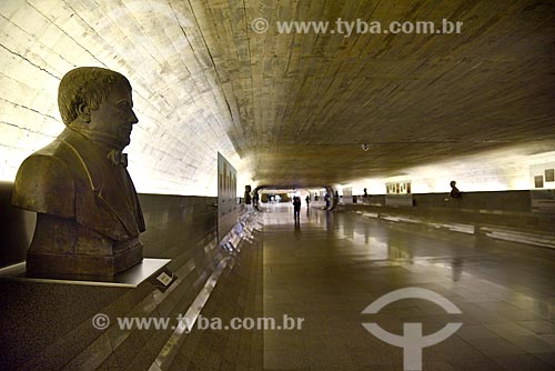  Bust of Diogo Feijo on exhibit - corridor of the National Congress known as the Time Tunnel - corridor that records important political events in the country history  - Brasilia city - Distrito Federal (Federal District) (DF) - Brazil