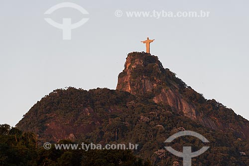  View of Christ the Redeemer from Cosme Velho neighborhood during the sunset  - Rio de Janeiro city - Rio de Janeiro state (RJ) - Brazil