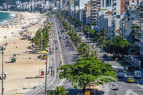  View of the Ipanema Beach waterfront with the Vieira Souto Avenue to the right  - Rio de Janeiro city - Rio de Janeiro state (RJ) - Brazil