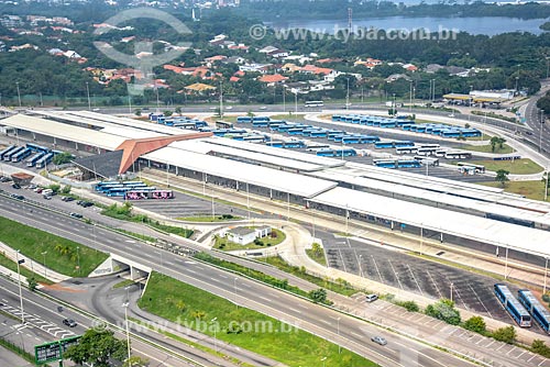  Aerial photo of the Alvorada Bus Station with bus of BRT (Bus Rapid Transit)  - Rio de Janeiro city - Rio de Janeiro state (RJ) - Brazil