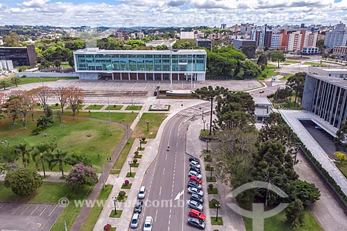  Picture taken with drone of the Iguacu Palace (1953) - headquarters of the State Government  - Curitiba city - Parana state (PR) - Brazil