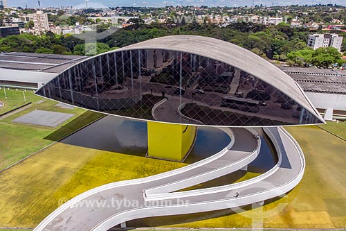  Picture taken with drone of the Oscar Niemeyer Museum  - Curitiba city - Parana state (PR) - Brazil