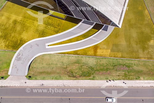  Picture taken with drone of the Oscar Niemeyer Museum  - Curitiba city - Parana state (PR) - Brazil