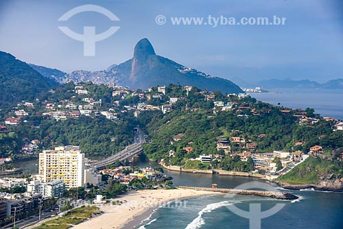  Aerial photo of the Joatinga Canal with the Morro Dois Irmaos (Two Brothers Mountain) in the background  - Rio de Janeiro city - Rio de Janeiro state (RJ) - Brazil