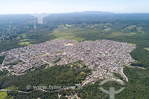 Picture taken with drone of the Vargem Grande neighborhood with the Municipal Natural Park Cratera de Colonia in the background  - Sao Paulo city - Sao Paulo state (SP) - Brazil