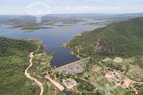  Picture taken with drone of the Engenheiro Avidos Dam  - Cajazeiras city - Paraiba state (PB) - Brazil