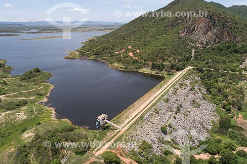  Picture taken with drone of the Engenheiro Avidos Dam  - Cajazeiras city - Paraiba state (PB) - Brazil