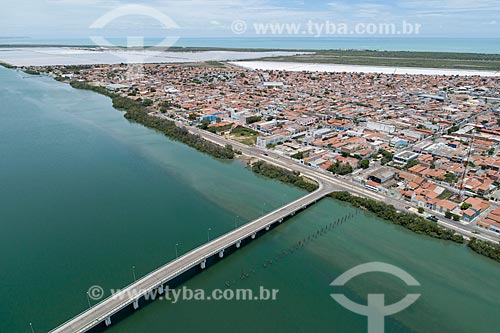  Picture taken with drone of the Macau city with bridge over of Piranhas-Açu River  - Macau city - Rio Grande do Norte state (RN) - Brazil