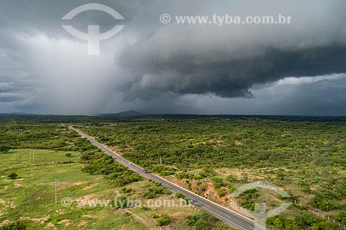  Picture taken with drone of the rain - backwood of paraiba - Transamazonica highway (BR-230)  - Pombal city - Paraiba state (PB) - Brazil