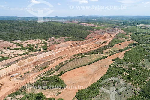  Picture taken with drone of the construction of the Project of Integration of Sao Francisco River with the watersheds of Northeast setentrional - north axis  - Jati city - Ceara state (CE) - Brazil