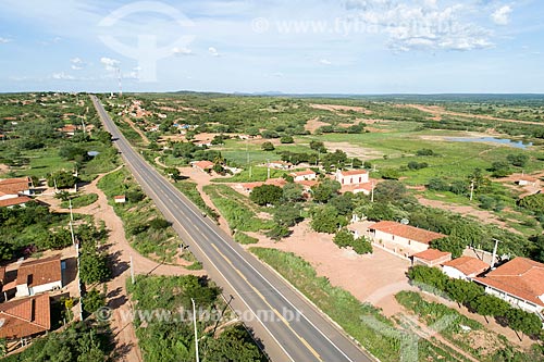  Picture taken with drone of the snippet of Santos Dumont Highway (BR-116)  - Jati city - Ceara state (CE) - Brazil