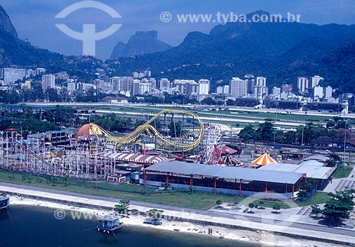  Aerial photo of the Tivoli Park - 90s - with the Rock of Gavea in the background  - Rio de Janeiro city - Rio de Janeiro state (RJ) - Brazil