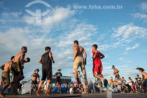  Dance ritual of Guarani tribe during the 15th Free Land Camp - Esplanade of Ministries  - Brasilia city - Distrito Federal (Federal District) (DF) - Brazil