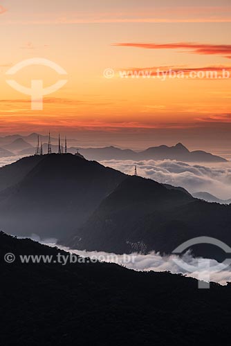  View of the Sumare Mountain from Bico do Papagaio Mountain - Tijuca National Park during the sunset  - Rio de Janeiro city - Rio de Janeiro state (RJ) - Brazil
