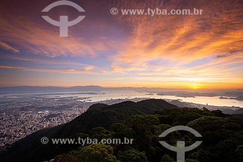  View of the dawn - north zone from Sumare Mountain  - Rio de Janeiro city - Rio de Janeiro state (RJ) - Brazil