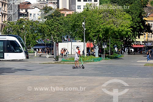  Man riding Electric scooter for rent from Grin - Maua Square  - Rio de Janeiro city - Rio de Janeiro state (RJ) - Brazil