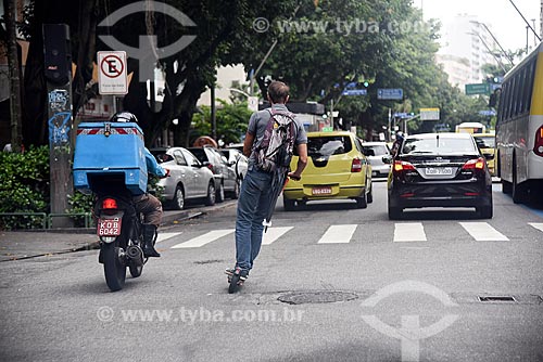 Man riding Electric scooter for rent  - Rio de Janeiro city - Rio de Janeiro state (RJ) - Brazil