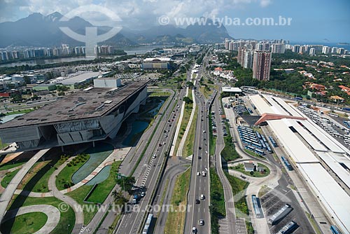  Aerial photo of the Arts City - old Music City - to the left - with the Alvorada Bus Station - to the right  - Rio de Janeiro city - Rio de Janeiro state (RJ) - Brazil
