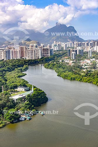  Aerial photo of the Marapendi Lagoon with the Rock of Gavea in the background  - Rio de Janeiro city - Rio de Janeiro state (RJ) - Brazil