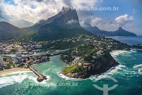  Aerial photo of the Joatinga Canal with the Morro Dois Irmaos (Two Brothers Mountain) in the background  - Rio de Janeiro city - Rio de Janeiro state (RJ) - Brazil