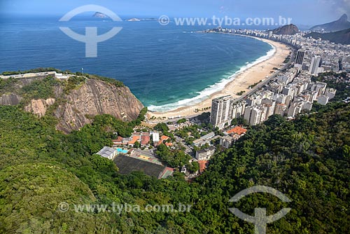  Aerial photo of the Babilonia Mountain (Babylon Mountain) with Leme Beach and Copacabana Beach in the background  - Rio de Janeiro city - Rio de Janeiro state (RJ) - Brazil