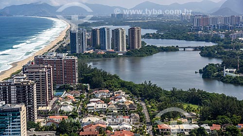  Aerial photo of the Marapendi Lagoon with the Barra da Tijuca Beach - to the left  - Rio de Janeiro city - Rio de Janeiro state (RJ) - Brazil