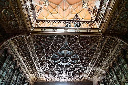  Detail of ceiling inside of Lello & Brother Bookstore or Chardron Bookstore (1881)  - Porto city - Porto district - Portugal