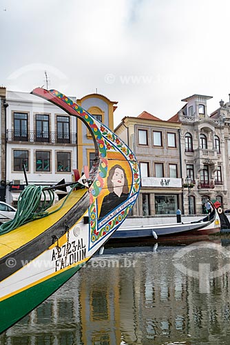  Detail of moliceiro decorated with painting by fado singer Amalia Rodrigues  - Aveiro city - Aveiro district - Portugal
