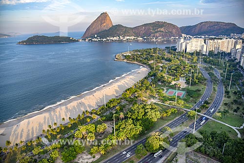  Aerial photo of the Flamengo Beach with the Sugarloaf in the background  - Rio de Janeiro city - Rio de Janeiro state (RJ) - Brazil
