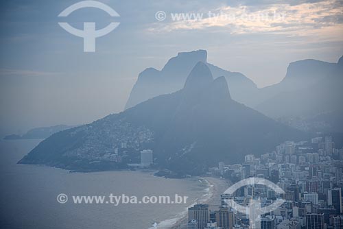  Aerial photo of the Morro Dois Irmaos (Two Brothers Mountain) with the Rock of Gavea in the background  - Rio de Janeiro city - Rio de Janeiro state (RJ) - Brazil