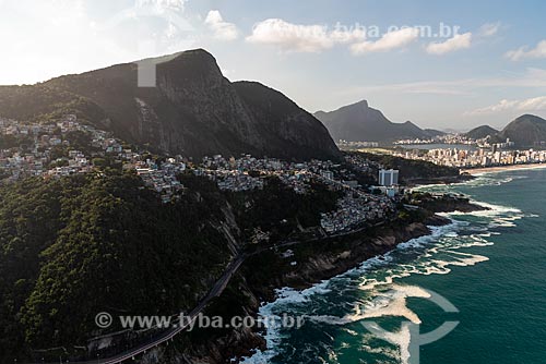  Aerial photo of the Niemeyer Avenue with the Leblon Beach in the background  - Rio de Janeiro city - Rio de Janeiro state (RJ) - Brazil