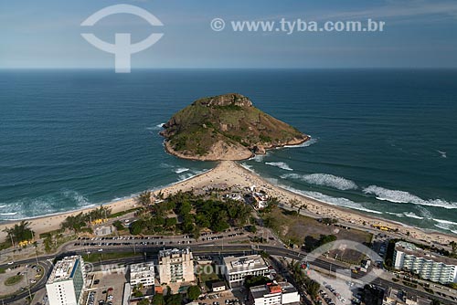  Aerial photo of the Pontal Rock between Recreio dos Bandeirantes Beach and the Pontal Beach  - Rio de Janeiro city - Rio de Janeiro state (RJ) - Brazil