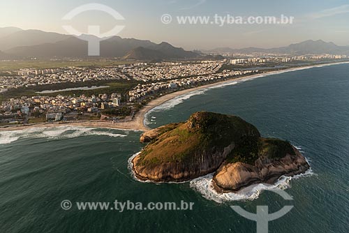  Aerial photo of the Pontal Rock between Pontal Beach and the Recreio dos Bandeirantes Beach  - Rio de Janeiro city - Rio de Janeiro state (RJ) - Brazil