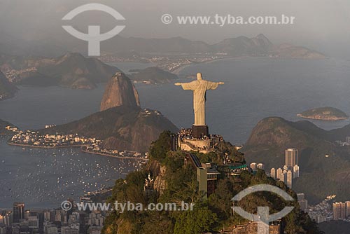  Aerial photo of the Christ the Redeemer with the Sugarloaf in the background  - Rio de Janeiro city - Rio de Janeiro state (RJ) - Brazil