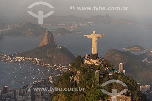  Aerial photo of the Christ the Redeemer with the Sugarloaf in the background  - Rio de Janeiro city - Rio de Janeiro state (RJ) - Brazil