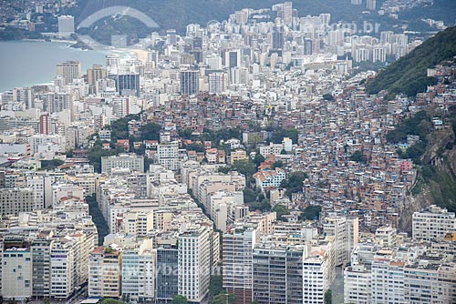  Aerial photo of the buildings of Copacabana neighborhood with the Pavao Pavaozinho slum  - Rio de Janeiro city - Rio de Janeiro state (RJ) - Brazil