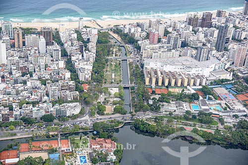  Aerial photo of the Rodrigo de Freitas Lagoon with the Garden of Allah Canal and the Caicaras Club  - Rio de Janeiro city - Rio de Janeiro state (RJ) - Brazil