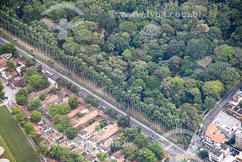  Aerial photo of the Jardim Botanico Street (Botanical Garden Street) with the Botanical Garden of Rio de Janeiro  - Rio de Janeiro city - Rio de Janeiro state (RJ) - Brazil