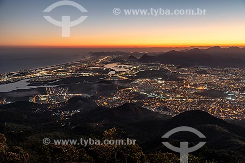  View of Barra da Tijuca neighborhood from Bico do Papagaio Mountain during the sunset  - Rio de Janeiro city - Rio de Janeiro state (RJ) - Brazil