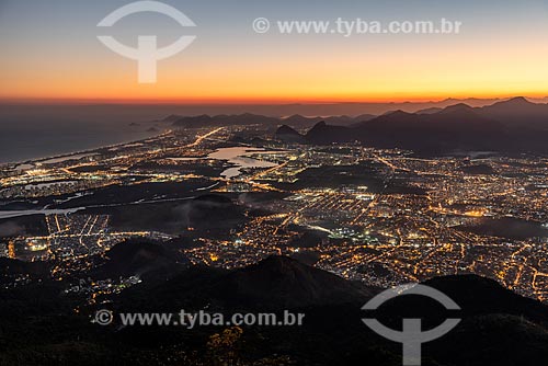  View of Barra da Tijuca neighborhood from Bico do Papagaio Mountain during the sunset  - Rio de Janeiro city - Rio de Janeiro state (RJ) - Brazil