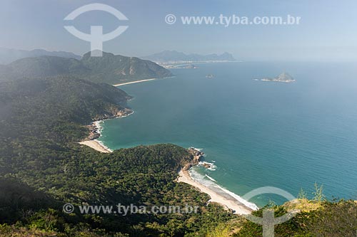  View of the Meio Beach (Middle Beach), Inferno Beach (Hell Beach) and the Grumari Beach from Pedra do Telegrafo (Telegraph Stone) - Guaratiba Mountain  - Rio de Janeiro city - Rio de Janeiro state (RJ) - Brazil