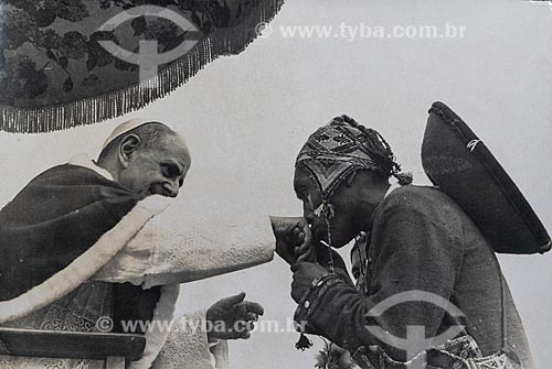  Pope Paul VI greeting andean man during the 39th International Eucharistic Congress  - Bogota city - Cundinamarca department - Colombia