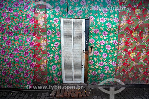 Door and wall decorated with colorful fabrics - Luiz Gonzaga Northeast Traditions Centre  - Rio de Janeiro city - Rio de Janeiro state (RJ) - Brazil