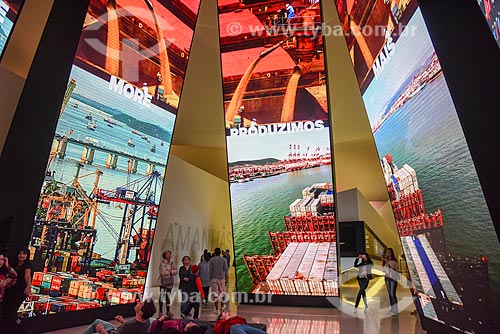 Anthropocene facilities - six pillars ten meters with projections showing human interference in the planet - Amanha Museum (Museum of Tomorrow)  - Rio de Janeiro city - Rio de Janeiro state (RJ) - Brazil